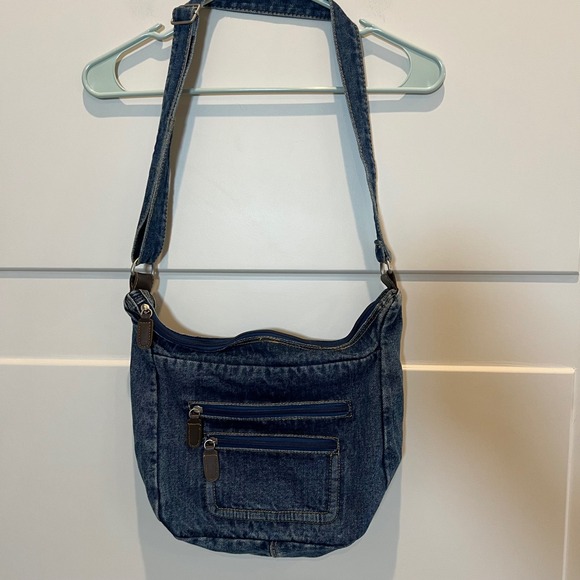 Denim Crossbody Bag Shoulder Bag Blue Jean Purse With Pockets Casual Style Y2K - Picture 1 of 7